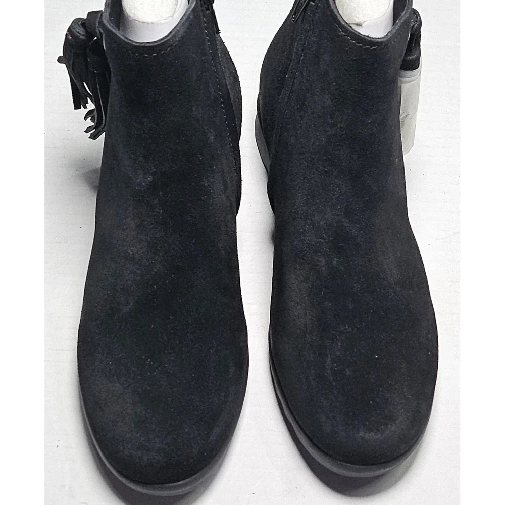Vaneli‎ Sport Dommie Black Suede Ankle Boots Side Zip Wedge Booties Womens 6.5W